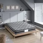 Dreamz King Single Mattress Knitted Fabric, 22cm Thickness, with 5-Zone Pocket Spring System, Memory Egg Crate Foam Tight Top, Medium Firm Coil Bedding, Breathable Top, 15Yrs Warranty, Grey