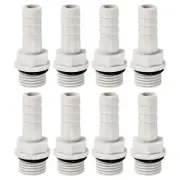 Hose Barb Fitting 9mm Barbed G1/4 Male Thread, 8 Pack Pipe Connector, Grey