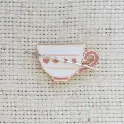 Cup of Tea Enamel Needle Minder, Fridge Magnet, Tea Cup Magnetic Lapel Pin