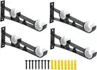 4 Pack Black Curtain Rod Brackets, Double Curtain Rod Brackets, Heavy Duty