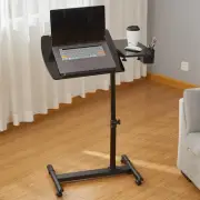 Tilting Overbed Table with Wheels,Height Adjustable Over Bed Bedside Desk wit...