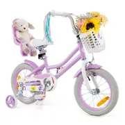 Babyjoy 36 cm Kids Bike Training Bicycle Beginner Ride-on w/Doll Seat & Front Basket Girls Beginner Purple
