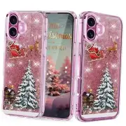 Glitter Christmas Case for iPhone 16 Glitter Case Christmas Tree Clear Pink