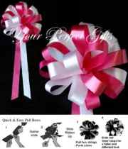 APPLE RED WHITE WEDDING 8" PULL PEW BOW BRIDAL CHURCH