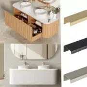 QLD1500mm Otti Bondi Curved Fluted White / Woodland Oak Plywood Vanity Stone Top