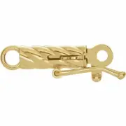 14K Yellow Gold Swirl Barrel Pearl Clasp w Rings Snap In Tongue Figure 8 Safety