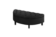 Amina Tufted Linen Fabric Ottoman - Black