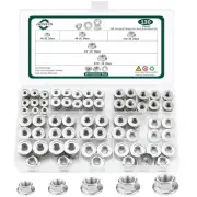 130 PCS 5 Size SAE Flange Nuts Assortment Kit, 304 Stainless Steel Serrated F...
