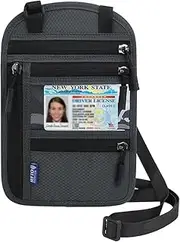[HKYLRAT] Travel Neck Wallet with RFID Blocking for Women & Men, Passport Holder, Anti-Theft Slim Neck Pouch (Dark Grey)