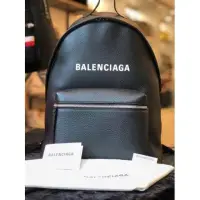 在飛比找Yahoo!奇摩拍賣優惠-Balenciaga 巴黎世家白Logo 黑色牛皮 後背包