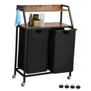 Laundry Hamper, Laundry Sorter 2 Section, Rolling 27.5"L x 12.9"W x 40.7"H