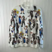 Pokemon Journeys Shirt Boys Size 16/18 H&M White Long Sleeve Ash Ketchum Goh