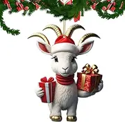 Christmas Goat Decoration | Acrylic Christmas Tree Ornaments,Flat Tree Pendant Cartoon Family Decor Pet for Animal Lovers