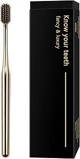 Z-VAPRESS Gold Color Toothbrush Soft Charcoal Bristles Toothbrush Travel Toothbrushes for Adults Luxury Gold Plated Toothbrushes Manual Toothbrush
