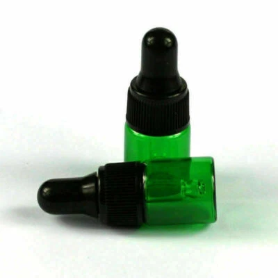 6Pcs 2ml Green Empty Black Plastic Head Glass Pipette Bottles Eye Dropper