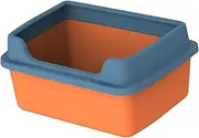 Stgfyxgs Indoor Cat Litter Trays with Litter Shield, Removable, Easy to Clean, with High Sides with Rim, Cat Litter Tray for, Orange