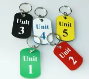 KEY RING UNIT HOUSE APARTMENT ROOM CAR NUMBER LASER ENGRAVING PERSONALISED
