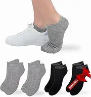 [LEON D'ORO] Ladies Lightweight Cotton Socks 4 Pairs Including 1 Short Ladies Sock Made in Italy, 2 pairs