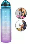 1L Water Bottle Motivational Drink Flask BPA Free Gym Outdoor Pink/Blue