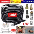 30M Pressure Washer Hose Pipe Sewer Jetter Cleaner Kit Nozzle Metric M22 To 1/4"