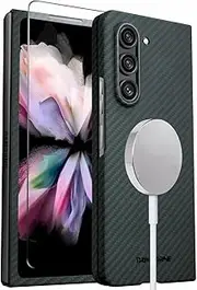 CaseBorne Thinborne Compatible with Samsung Galaxy Z Fold 5 Case, [Made of 600D Aramid Fiber] [Magnetic Charging] [Thin & Lightweight] [ Slim Minimalist Style with Carbon Fiber Textures]