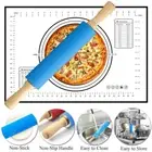 Rolling Pin Pastry Cookie Dough Baking Roller Thick Stick Tool With Silicone mat