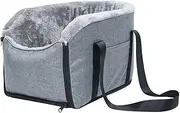 Dog Car Seat Puppy Booster Seat Fits Small Dogs Removable Cushion Safety Hook Installs On Armrest Console Breathable(40x25x22cm)