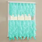 Sheer Voile Vertical Ruffle Window Kitchen Curtain Tiers or Valance Sea