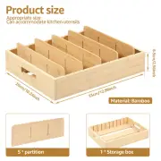 Lid Organizer Rack Bamboo Plate Organizer Divided Storage Box Removable gylWt
