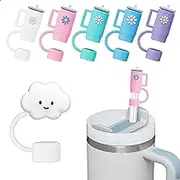 6Pcs Cute Straw Cover Cap for Stanley Cup,Silicone Straw Topper fit stanley 30&40 oz tumbler,0.4in/10mm Stanley Straw Covers Protector for Stanley Cup Accessories,Reusable Straw Tips Lids for Tumbler