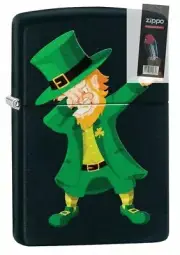 Zippo 49124 Dabbing Leprauchan Black Matte Lighter + FLINT PACK