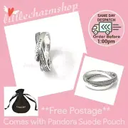 NEW Authentic PANDORA Intertwined Logo & Pave Ring Size 58 - 196547CZ RETIRED