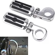 OUMURS 1-1/4" Motorcycle Foot Pegs For 1.25" Engine Guard Highway Pegs For Crash Bars Foot Pedal Bracket Clamp Compatible With Harley Touring Electra Road Glide Road King Street Glide Sportster 883