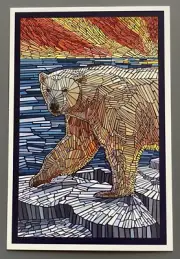 Polar Bear - Paper Mosaic - Lantern Press Postcard