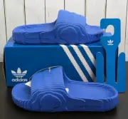 Adidas Adilette 22 Slide Mens US 11 Blue Black Foam Comfort Sandals Travel Beach