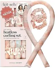 Kitsch Satin Heatless Curling Set - Hair Rollers for Effortless Heatless Curls | Sleep-In Hair Curlers | Includes Hot Rollers & Curling Rod Headband, Achieve Stunning Heatless Hairstyles, SunsetTieDye