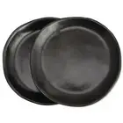 7-Inch Hand-Molded Ceramic Stoneware Appetizer Plates, Semi Matte Black (Set ...