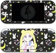 BelugaDesign Moon Switch Skin | Cute Pastel Sticker Wrap Vinyl Decal | Magic Girls Bow Anime Kawaii Japanese Cartoon Game l Compatible with Nintendo Switch (Switch Lite, Black)