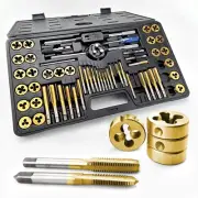 60PCS Metric&SAE Tap and Die Set, Titanium Coated GCr15 Bearing Steel with T-...