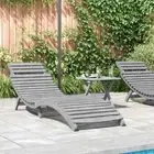 Sun Lounger with Table Grey Solid Wood Acacia vidaXL