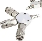 3 Way Air Hose Fittings - 3 Way Manifold Quick Connector | Multipurpose Compressor Accessories, Industrial Type Swivel Air Plugs for Water Pipelines