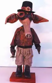 Cloth Folk Art Doll Pattern "Steampunk Aardvark" by Susan Barmore