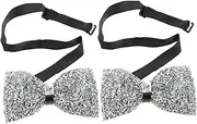 [SAFIGLE] Rhinestone Sequin Bow Ties for Men Pre Tied Elegant Bow Tie for Banquet Party Accessory for Grooms Groomsmen Easy Clip Design for Stress Wear