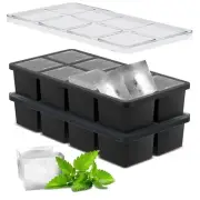 Large Ice Cube Tray: 2024 Upgraded Silicone Square Ice Cube Mold For Whiskey,...