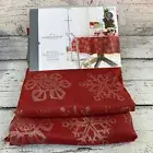 Threshold Round Holiday Tablecloth Red Silver Snowflake Pattern 70 inch NEW