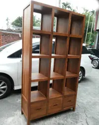 在飛比找蝦皮購物優惠-【南台灣傢俱】3.5尺100%印尼柚木全實木玄關展示櫃書櫃 