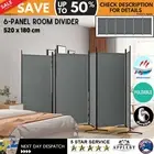 Large Folding Privacy Screen Room Divider 6 Panel Freestanding Partition Grey