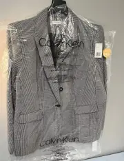 Calvin Klein 24W Black Plaid 1-Button Suit Jacket Lined. Blazer MSRP: $140