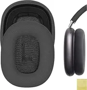Geekria QuickFit Protein Leather Replacement Ear Pads Compatible with Apple AirPods MAX Headphones, Ear Cushions (Black)