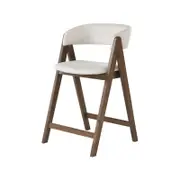 Gaudi Hardwood Counter Bar Stool | Rustic Walnut | Beige Fabric